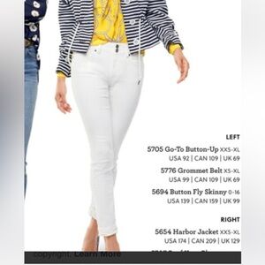 CAbi Cinch skinny jeans white. NWT